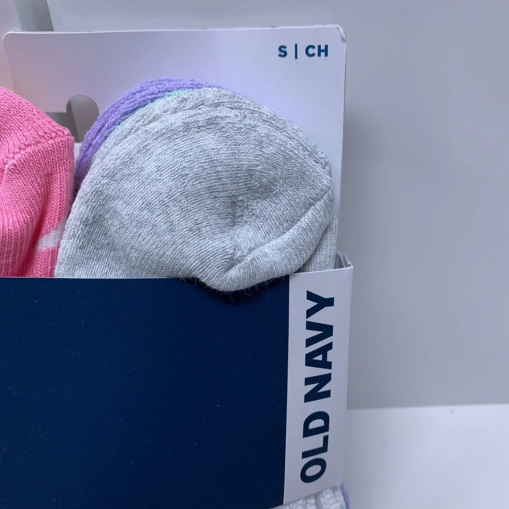 Old Navy Girls Small Shoe Size 11-13 Multicolor Ankle Socks 6 Pack NWT
